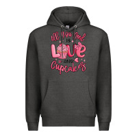 Charcoal Heather all you need is love and cupcakes valentines day Premium Hoodie - MaliasSmallBusiness