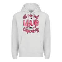 Dove Grey all you need is love and cupcakes valentines day Premium Hoodie - MaliasSmallBusiness