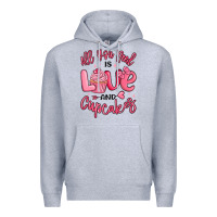 Heather Grey all you need is love and cupcakes valentines day Premium Hoodie - MaliasSmallBusiness