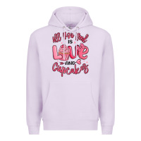 Lilac all you need is love and cupcakes valentines day Premium Hoodie - MaliasSmallBusiness