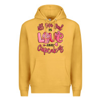 Mustard all you need is love and cupcakes valentines day Premium Hoodie - MaliasSmallBusiness
