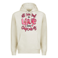 Oatmeal Heather all you need is love and cupcakes valentines day Premium Hoodie - MaliasSmallBusiness