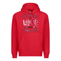Red all you need is love and cupcakes valentines day Premium Hoodie - MaliasSmallBusiness