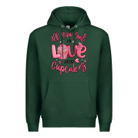 Sports Green all you need is love and cupcakes valentines day Premium Hoodie - MaliasSmallBusiness