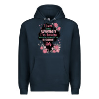 Navy i love the woman ive become Premium Hoodie - MaliasSmallBusiness
