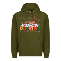 Army Green dachshund through the snow Premium Hoodie - MaliasSmallBusiness