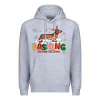 Heather Grey dachshund through the snow Premium Hoodie - MaliasSmallBusiness