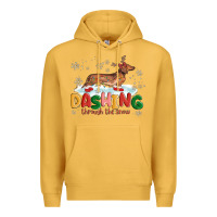 Mustard dachshund through the snow Premium Hoodie - MaliasSmallBusiness