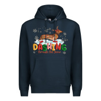 Navy dachshund through the snow Premium Hoodie - MaliasSmallBusiness