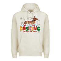 Oatmeal Heather dachshund through the snow Premium Hoodie - MaliasSmallBusiness