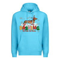Ocean Blue dachshund through the snow Premium Hoodie - MaliasSmallBusiness