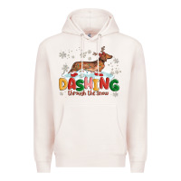 Pale Pink dachshund through the snow Premium Hoodie - MaliasSmallBusiness
