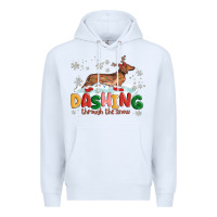 White dachshund through the snow Premium Hoodie - MaliasSmallBusiness