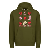 Army Green howdy valentine copy Premium Hoodie - MaliasSmallBusiness