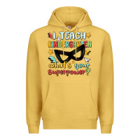 Antique Gold i teach kindergarten whats your superpower Premium Hoodie - MaliasSmallBusiness