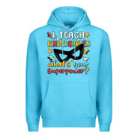 Ocean Blue i teach kindergarten whats your superpower Premium Hoodie - MaliasSmallBusiness