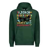 Sports Green i teach kindergarten whats your superpower Premium Hoodie - MaliasSmallBusiness