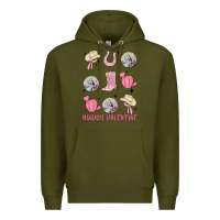 Army Green howdy valentine Premium Hoodie - MaliasSmallBusiness