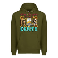 Army Green early rising always smiling safe driving bus drive Premium Hoodie - MaliasSmallBusiness