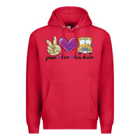 Cardinal peace love bus driver Premium Hoodie - MaliasSmallBusiness