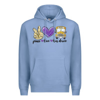 Colony Blue peace love bus driver Premium Hoodie - MaliasSmallBusiness