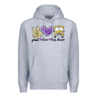 Heather Grey peace love bus driver Premium Hoodie - MaliasSmallBusiness
