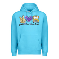 Ocean Blue peace love bus driver Premium Hoodie - MaliasSmallBusiness