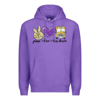 Purple peace love bus driver Premium Hoodie - MaliasSmallBusiness
