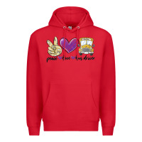 Red peace love bus driver Premium Hoodie - MaliasSmallBusiness
