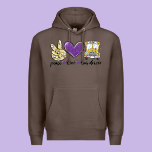 Peace Love Bus Driver Premium Hoodie Designed By Maliassmallbusiness