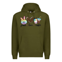 Army Green peace love coffee Premium Hoodie - MaliasSmallBusiness