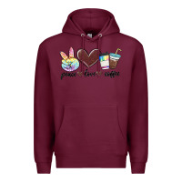 Burgundy peace love coffee Premium Hoodie - MaliasSmallBusiness