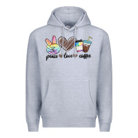 Heather Grey peace love coffee Premium Hoodie - MaliasSmallBusiness