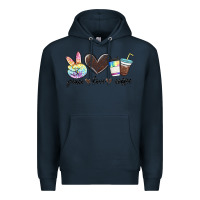 Navy peace love coffee Premium Hoodie - MaliasSmallBusiness