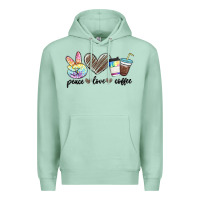 Seafoam peace love coffee Premium Hoodie - MaliasSmallBusiness