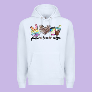 Peace Love Coffee Premium Hoodie Designed By Maliassmallbusiness