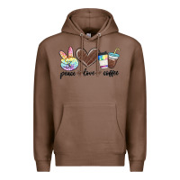 Chestnut peace love coffee Premium Hoodie - MaliasSmallBusiness