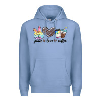 Colony Blue peace love coffee Premium Hoodie - MaliasSmallBusiness