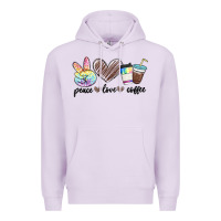 Lilac peace love coffee Premium Hoodie - MaliasSmallBusiness