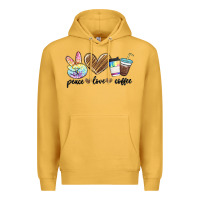 Mustard peace love coffee Premium Hoodie - MaliasSmallBusiness