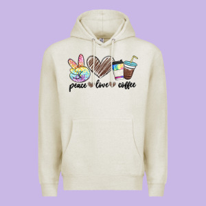 Peace Love Coffee Premium Hoodie Designed By Maliassmallbusiness