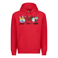 Red peace love coffee Premium Hoodie - MaliasSmallBusiness