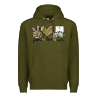 Army Green peace love eyes Premium Hoodie - MaliasSmallBusiness