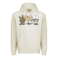 Oatmeal Heather peace love eyes Premium Hoodie - MaliasSmallBusiness