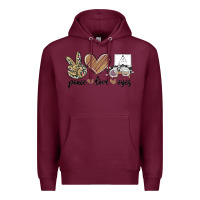 Burgundy peace love eyes Premium Hoodie - MaliasSmallBusiness