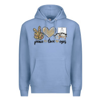 Colony Blue peace love eyes Premium Hoodie - MaliasSmallBusiness