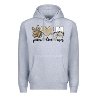 Heather Grey peace love eyes Premium Hoodie - MaliasSmallBusiness