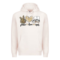 Pale Pink peace love eyes Premium Hoodie - MaliasSmallBusiness