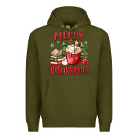 Army Green merry booksmas Premium Hoodie - MaliasSmallBusiness