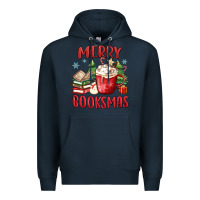 Navy merry booksmas Premium Hoodie - MaliasSmallBusiness